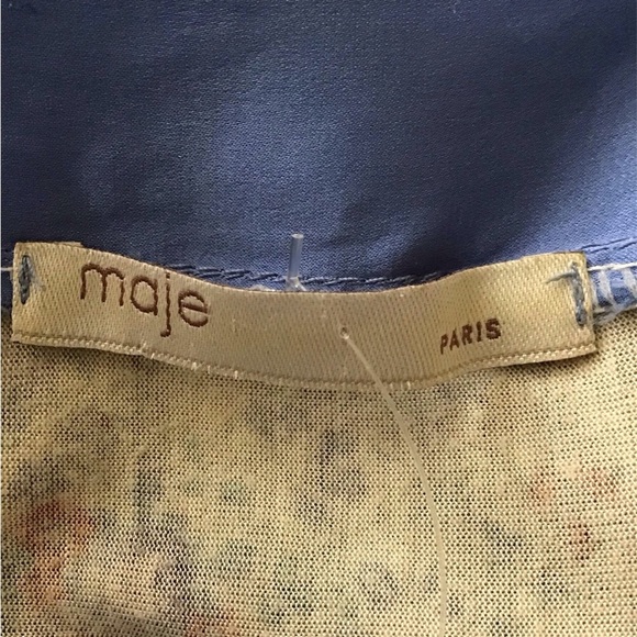 Maje Beige Floral Dress With Silk Ribbon Accents, S, EUC - Picture 5 of 6